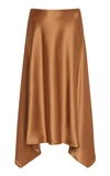 Sies Marjan Darby Handkerchief-hem Satin Midi Skirt In Brown