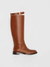 BURBERRY MONOGRAM MOTIF LEATHER KNEE-HIGH BOOTS