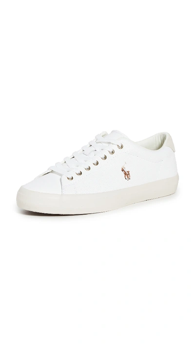 Polo Ralph Lauren Longwood Logo-print Leather Low-top Trainers In White