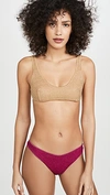 Oseree Shimmer Mix And Match Bikini Set In Gold/fuchsia