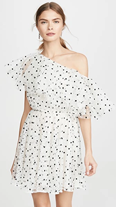 Giambattista Valli Polka-dot Off-the-shoulder Tulle Mini Dress In White