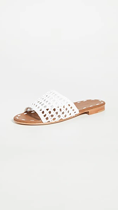 Carrie Forbes Woven Raffia Slides In White