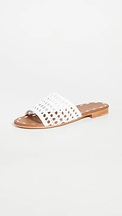 Carrie Forbes Woven Raffia Slides In Blanc