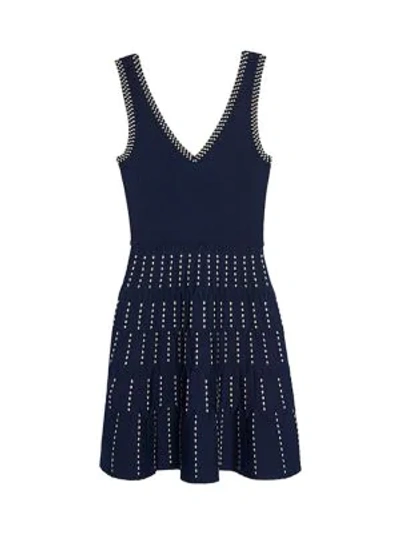 Sandro Jasm Fit-and-flare Knit Dress In Navy Blue