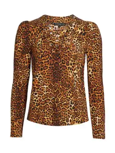 Generation Love Mandy Leopard Print Lace-up Top In Brown Leopard