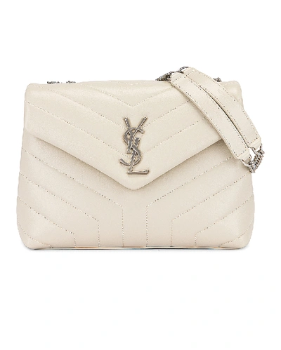Saint Laurent Small Supple Monogramme Loulou Chain Bag In Crema Soft