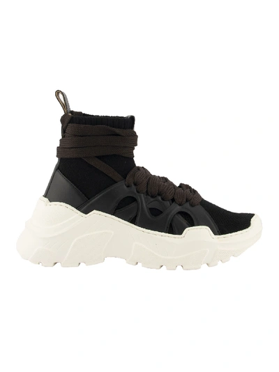 Agnona Cashmere Wraparound Laces High Top Sneakers Black In Black