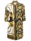Versace Barocco Silk-twill Shirt Dress In Bianco/stampa