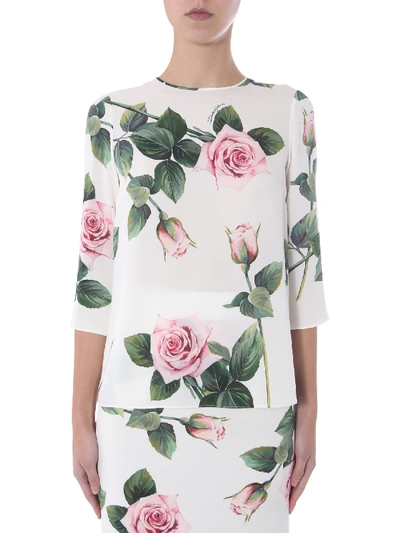Dolce & Gabbana Printed Blouse In White