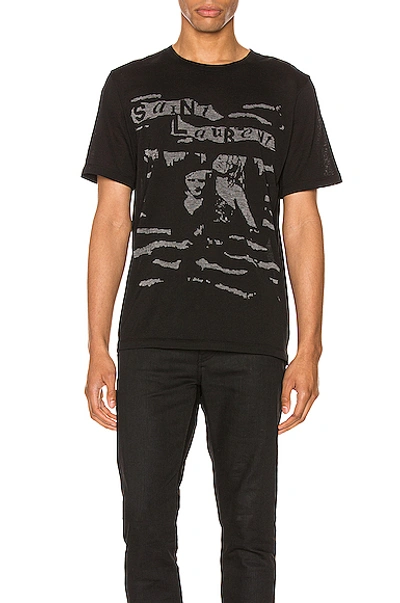 Saint Laurent Col Rond Short Sleeve T-shirt In Black