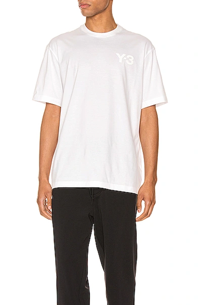 Y-3 Chest Logo Tee In Core White