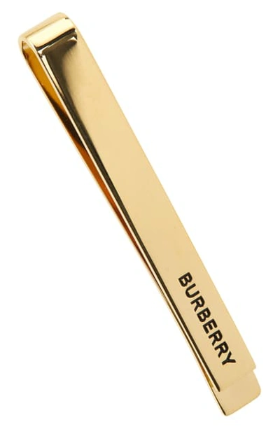 Burberry Logo Tie Bar In Light Gold
