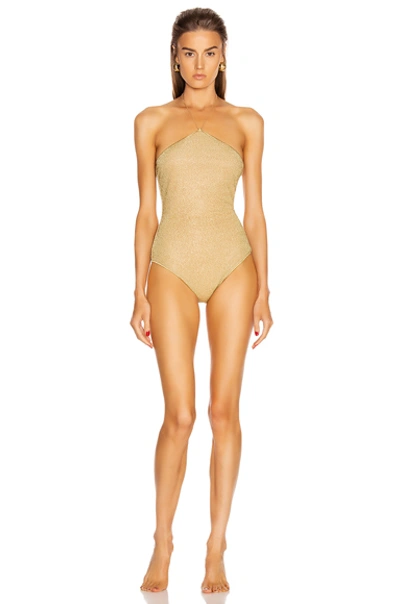 Oseree Oséree Maillot Lumiere Neckless Swimsuit In Gold