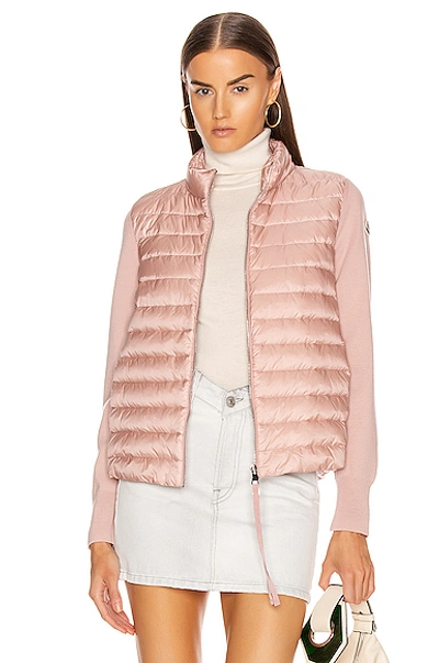 Moncler Hybrid Tricot Down Jacket In Pink