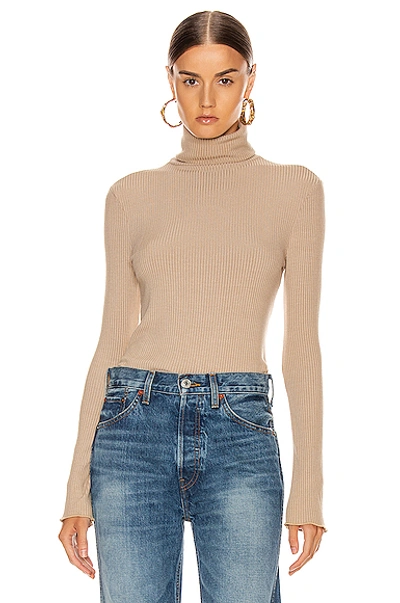 Re/done Women's 60s Ribbed Turtleneck In Sand