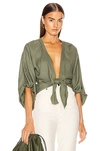 ADRIANA DEGREAS LINEN SOLID VOLUMINOUS SLEEVE SHIRT,ADEF-WS26