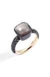 Pomellato Nudo Classic Stone & Pave Ring In Rosegld/titan Obsid/blk Diam