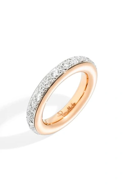Pomellato Iconica Small Diamond Stacking Ring In Rose Gold/ Diamond