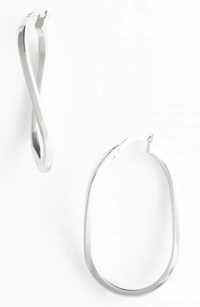 Roberto Coin Twisted Gold Hoop Earrings In White Gold