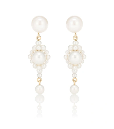 Sophie Bille Brahe Venezia 14kt Gold Earrings With Pearls In White