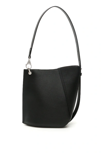Lanvin Medium Asymmetrical Leather Bucket Bag In Black