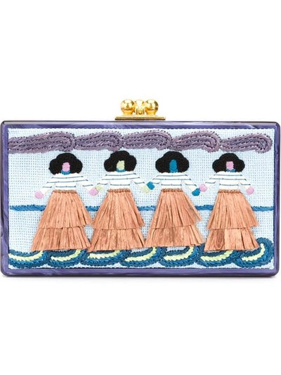 Edie Parker Jean Luau Acrylic & Raffia Clutch In Blue