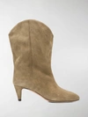 Isabel Marant Dernee Suede Boots With Cone Heel In Green