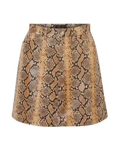 Sprwmn Snake-effect Leather Mini Skirt In Beige