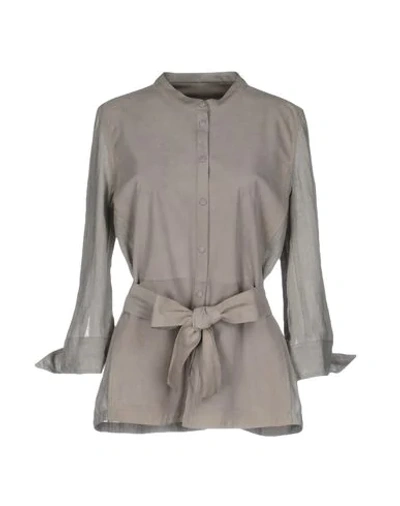 Armani Collezioni Linen Shirt In Light Grey