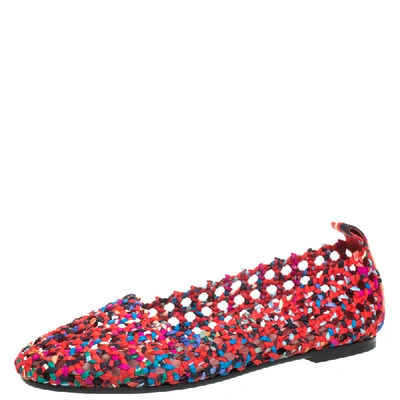 Pre-owned Hermes Hermès Multicolor Woven Silk Minorque Ballet Flats Size 40