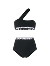 Off-white Logo Detail Bandeau Bikini In Schwarz