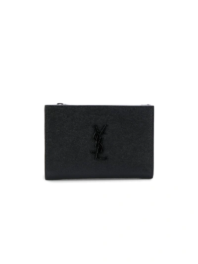 Saint Laurent Logo Zip Wallet In 黑色