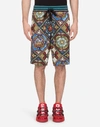 DOLCE & GABBANA BERMUDA JOGGING SHORTS WITH STAINED GLASS WINDOW STYLE PRINT