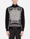 DOLCE & GABBANA ZIP-UP CASHMERE CARDIGAN IN BANDANA PRINT