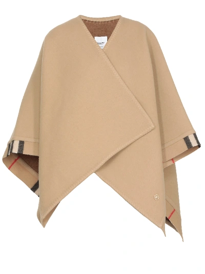 Burberry Wool Cape In Archive Beige