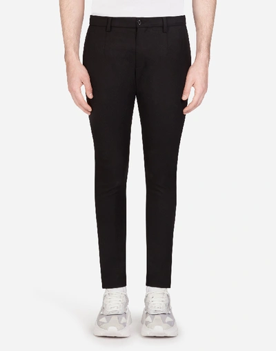 Dolce & Gabbana Stretch Wool Jogging Pants In Black