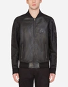Dolce & Gabbana Lambskin Jacket With Branded Plate In Black