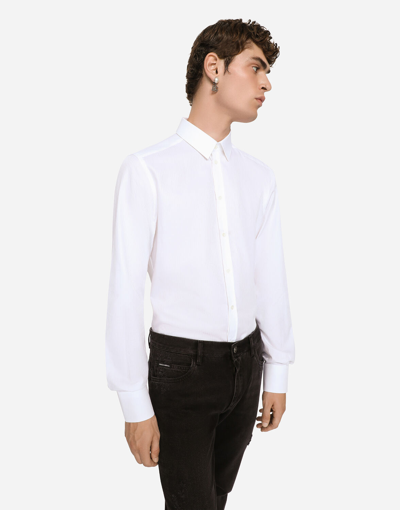 Dolce & Gabbana Dg Striped Jacquard Cotton Poplin Shirt In White