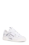 Valentino White And Silver Calfskin Vl7n Sneaker With Bands In White/ Silver