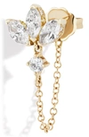 Maria Tash Lotus Chain Wrap Stud Earring In Yellow Gold/ Diamond