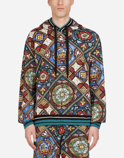 Dolce & Gabbana Hoodie With Stained Glass Window Style Print In Black