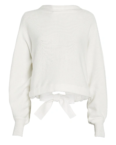 Adeam Bow Cotton-blend Sweater In White