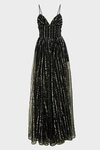RASARIO Draped Sequined Tulle Gown,819580