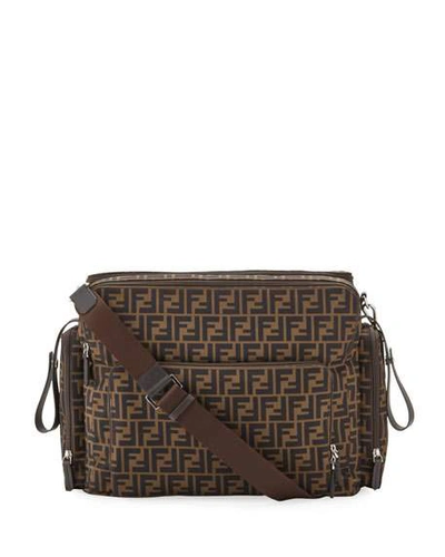 Fendi Ff Logo Diaper Bag In Brown