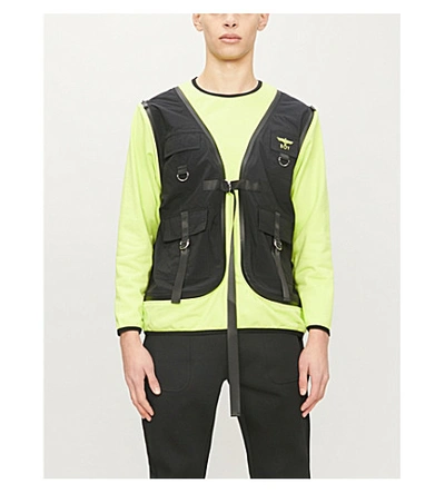 Boy London Shell Utility Vest With Detachable Sweatshirt In Black Yellow