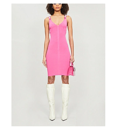 Off-white Industrial Dress With Jacquard Logo In Fuchsia