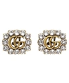 GUCCI GOLD-TONE CRYSTAL DOUBLE G CLIP-ON EARRINGS,5059419006047