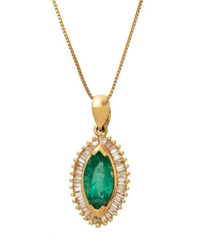 Kojis Gold Emerald And Diamond Pendant Necklace