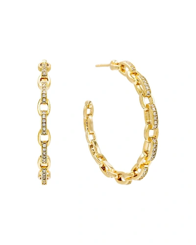 Adinas Jewels Cubic Zirconia Chain Hoop Earrings In Gold