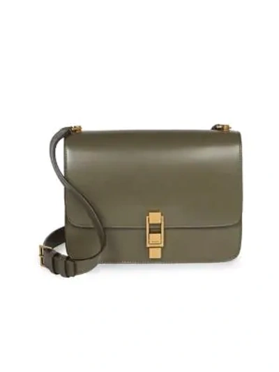 Saint Laurent Carre Leather Shoulder Bag In Olive